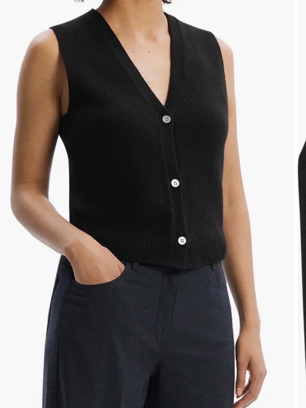 Theory cashmere and wool Black V-Neck Buttoned sweater vest!EUC! Small!